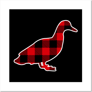 Duck Red Plaid Pattern Christmas Pajama Funny Gift Posters and Art